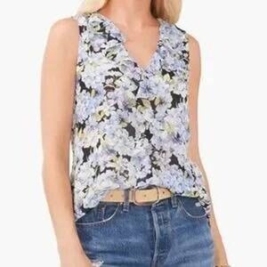 Vince Camuto Blouse Sleeveless Top Womens Extra Small Blue Floral